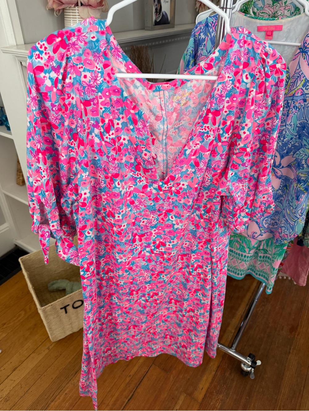 Lilly Pulitzer Pink and Turquoise Floral Knee Length Dress XXL.
